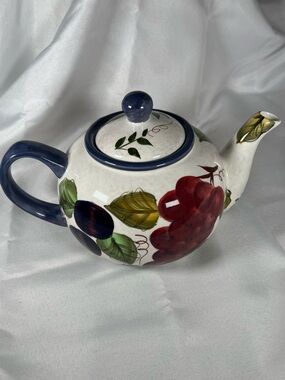Oneida "Vintage Fruit" Ceramic Teapot - Hand Painted